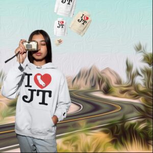 I Heart JT Unisex Hoodie (WHT/BNE)